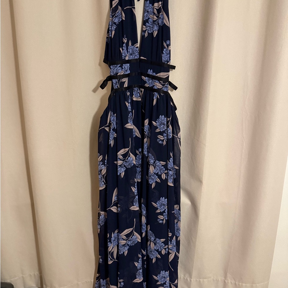 Express Blue and White Halter Sundress Resort Wear